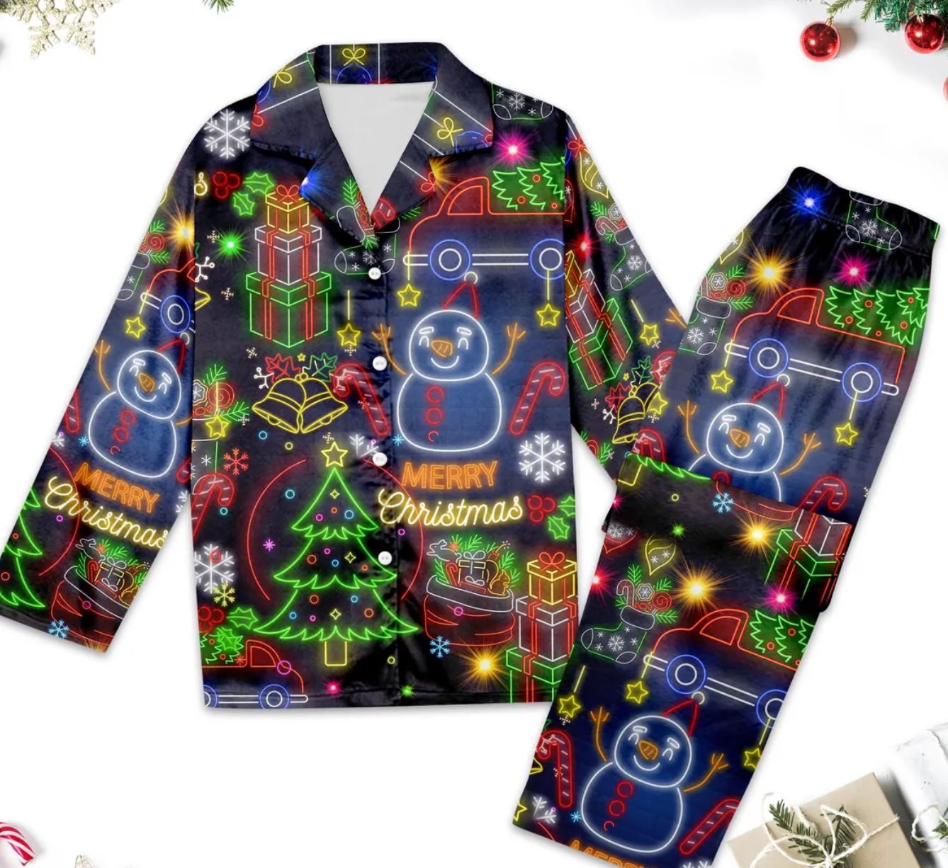 Christmas Bright Neon Lighting Pajamas Set