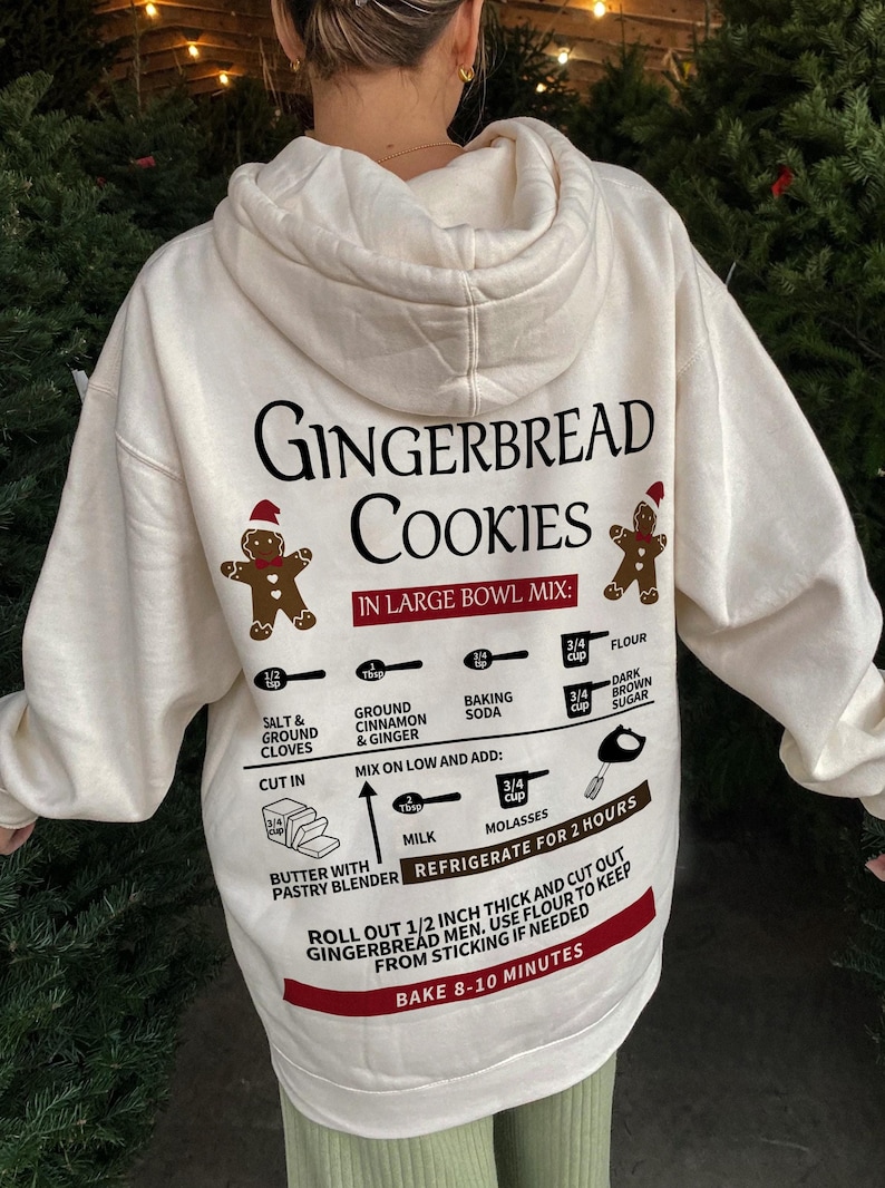 Christmas Gingerbread Cookies Recipe Hoodie, Christmas Cookie Hoodie, Christmas Gift Back Printed Design, Gift for Christmas Christmas Gingerbread Cookies Recipe Hoodie, Christmas Cookie Hoodie, Christmas Gift Back Printed Design, Gift for Christmas