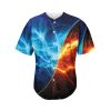 Fire And Ice Energy Print Men’s Baseball Jersey