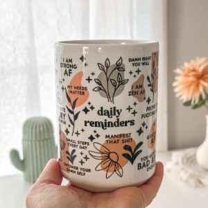 Mental Health mug Daily Affirmations Glass